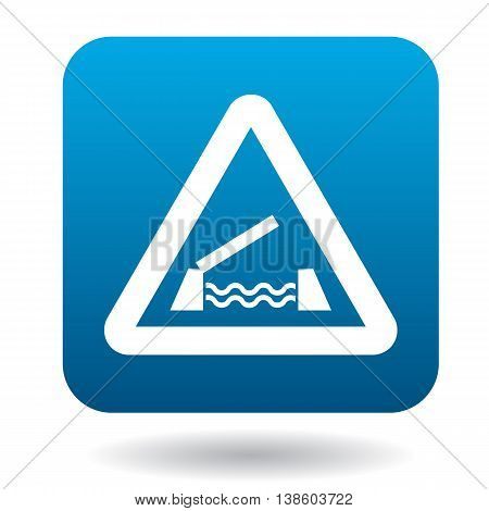 Sign sliding bridge icon in simple style in blue square. Rules of the road symbol