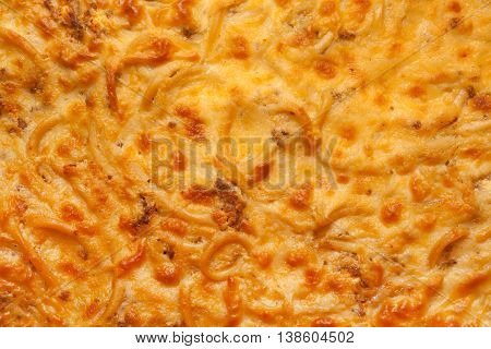 Pastitsio top view. Greek food concept background