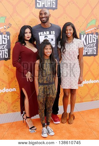 Kobe Bryant, Vanessa Bryant, Gianna Maria Onore Bryant and Natalia Diamante Bryant at the Nickelodeon Kids' Choice Sports Awards 2016 held at the Pauley Pavilion in Westwood, USA on July 14, 2016.