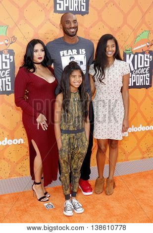 Kobe Bryant, Vanessa Bryant, Gianna Maria Onore Bryant and Natalia Diamante Bryant at the Nickelodeon Kids' Choice Sports Awards 2016 held at the Pauley Pavilion in Westwood, USA on July 14, 2016.