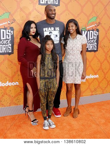 Kobe Bryant, Vanessa Bryant, Gianna Maria Onore Bryant and Natalia Diamante Bryant at the Nickelodeon Kids' Choice Sports Awards 2016 held at the Pauley Pavilion in Westwood, USA on July 14, 2016.