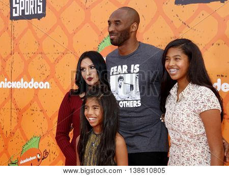 Kobe Bryant, Vanessa Bryant, Gianna Maria Onore Bryant and Natalia Diamante Bryant at the Nickelodeon Kids' Choice Sports Awards 2016 held at the Pauley Pavilion in Westwood, USA on July 14, 2016.