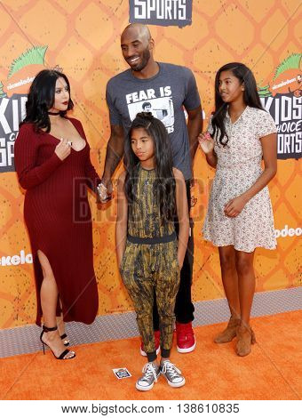 Kobe Bryant, Vanessa Bryant, Gianna Maria Onore Bryant and Natalia Diamante Bryant at the Nickelodeon Kids' Choice Sports Awards 2016 held at the Pauley Pavilion in Westwood, USA on July 14, 2016.