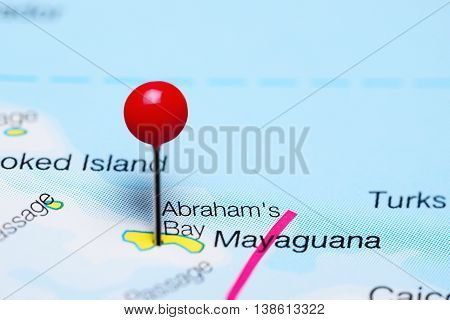 Abrahams Bay pinned on a map of Bahamas