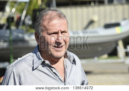 Rio de Janeiro Brazil - july 14 2016: Zico football player gives an interview during tribute