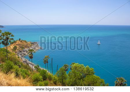 catamaran at  Promthep cape  viewpoint phuket thailand