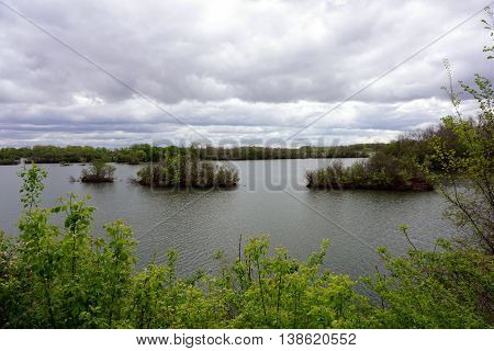 A view of Lake Renwick, in the Lake Renwick Heron Rookery Nature Preserve in Plainfield, Illinois, during May.