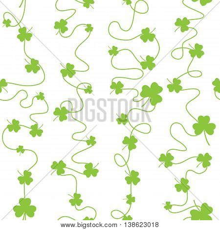 Nice pattern with clover leaves with lines on white background