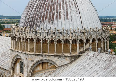 View from Leaning Tower to Cathedral (Duomo di Pisa) Italy