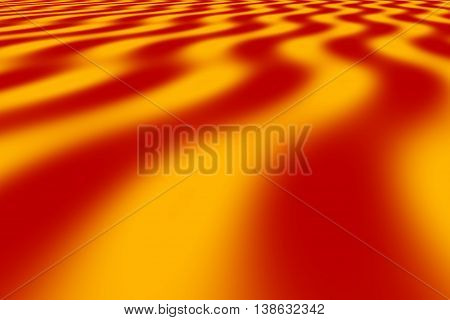 Illustration of red and orange perspective waves