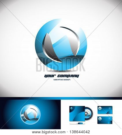 Vector company logo icon element template sphere abstract circle blue 3d concept globe global