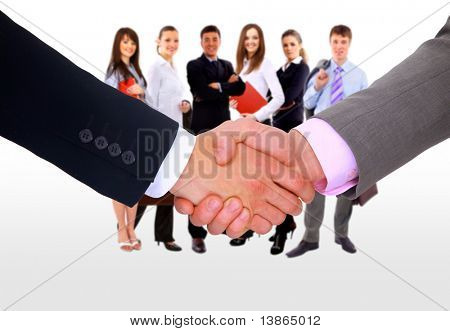 Handshake isolerad på vit bakgrund