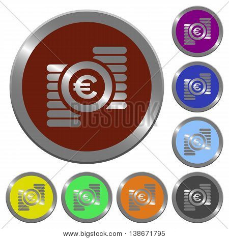 Set of color glossy coin-like euro coins buttons.