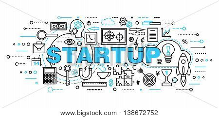 Modern flat thin line design vector illustration concepts of startup project business strategy and innovation development for graphic and web design