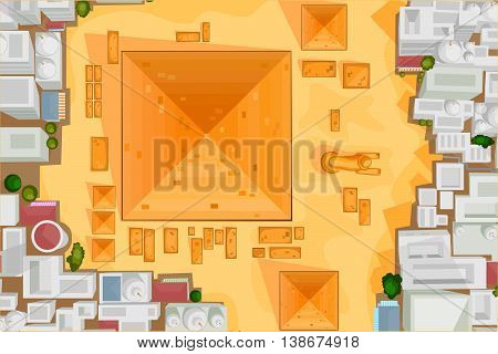 Vector design of birds eye view of The Great Pyramid of Giza