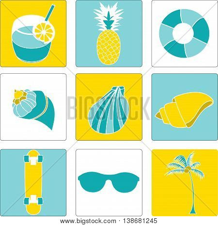 Vector illustration set of summer lovely things issolated