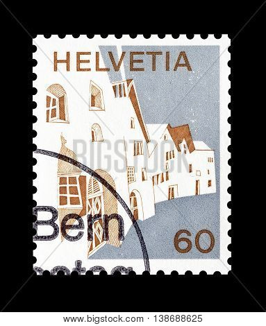 SWITZERLAND - CIRCA 1973 : Cancelled postage stamp printed by Switzerland, that shows Scuol.