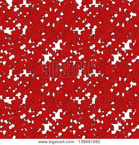 Set of Red Pazzle on White Background. Jigsaw Pattern