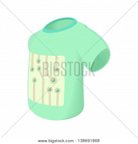 Electronic t-shirt icon in cartoon style isolated on white background. Technology and test symbol