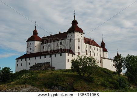 Lacko castle in Sweden view from lake, historic castle built in the 17th century