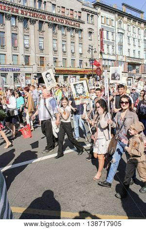 St. Petersburg, Russia - 9 May, Adults and adolescents in the action 