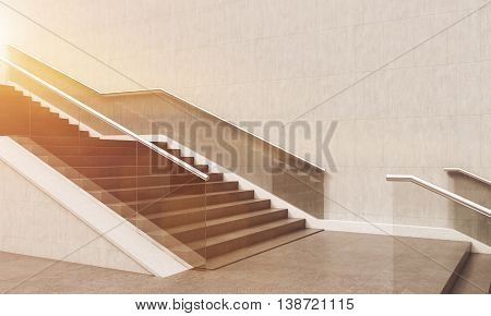 Stylish Sunlit Starecase In Modern Building