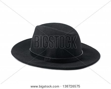 Black homburg hat isolated over the white background