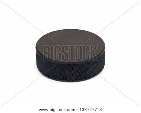 little hockey puck isolated on white background