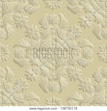 Vector seamless pattern. 3d luxury elegant texture in Baroque style. Pattern can be used as a background wallpaper wrapper page fill element of ornate decoration