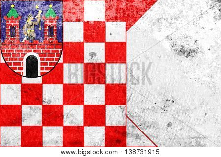 Flag Of Kalisz, Poland, With A Vintage And Old Look