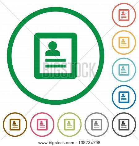 Set of User profile color round outlined flat icons on white background