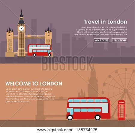 Banner Travel To London. Flat Style