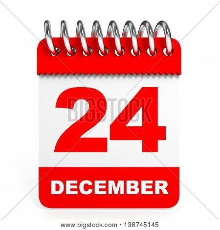 Calendar On White Background. 24 December.