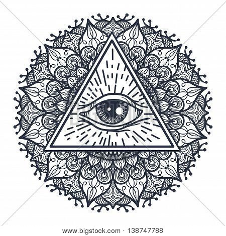 All Seeing Eye In Triangle And Mandal