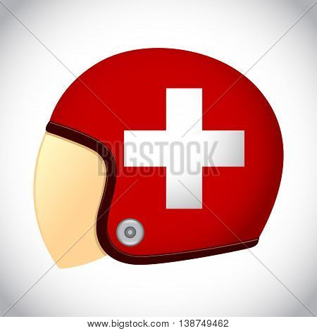 Vector stock of retro classic motorcycle helmet with Switzerland flag