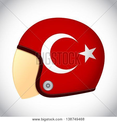 Vector stock of retro classic motorcycle helmet with Turkey flag