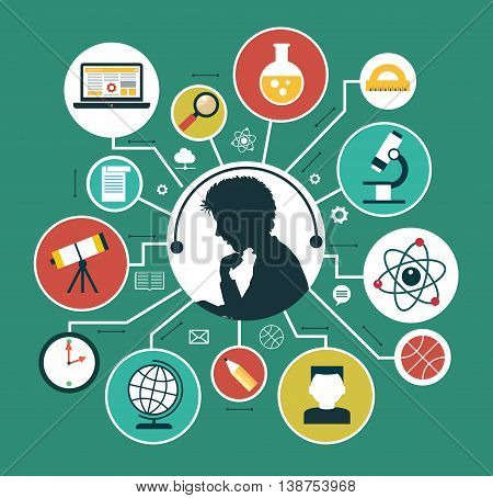 Modern vector illustration concept. Iinfographics background education. Concept of online education.