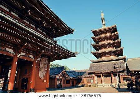 TOKYO, JAPAN - MAY 15: Historical architecture in temple on May 15, 2013 in Tokyo. Sensoji Temple, founded in 645 CE, making it the oldest temple in Tokyo.