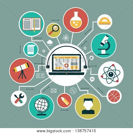 Modern vector illustration concept. Iinfographics background education. Concept of online education.