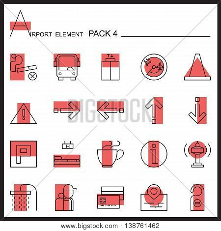 Airport Element Line Icon Set 4.Color pack.Graphic vector logo set.Pictogram design.