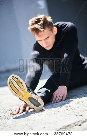 Sports shoes for the athlete in the process of warm-up