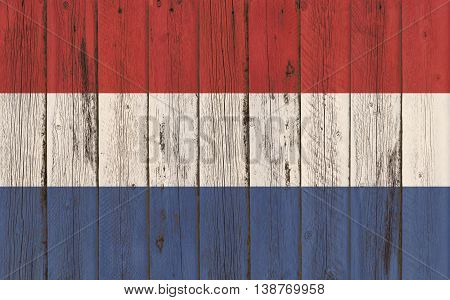 Flag of Netherlands painted on wooden frame