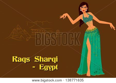 Vector design of Woman performing Raqs Sharqi dance of Egypt