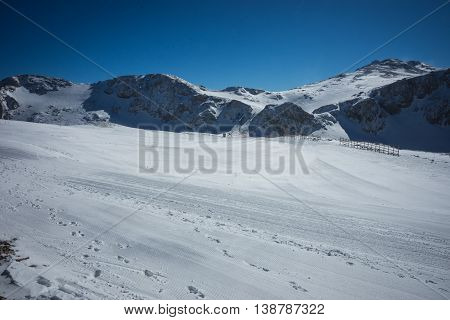 Sunny Snowy Weather On Mount Parnassos, Central Greece