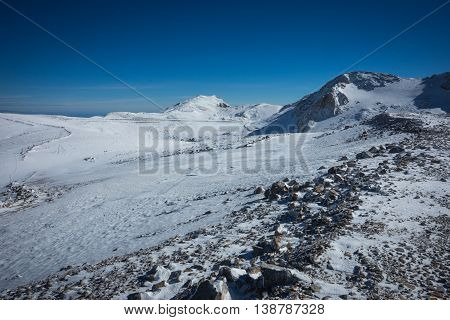 Sunny Snowy Weather On Mount Parnassos, Central Greece