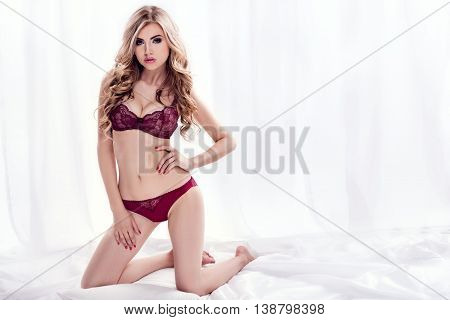 Romantic Woman In Lingerie Relaxing.