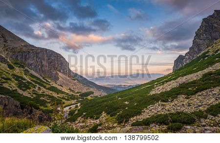 Mountain Landscape on Cloudy Day. Mlynicka Valley High Tatra Slovakia.