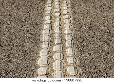 Speed bumps on asphalt road. Concept of traffic safety. Horizontal.