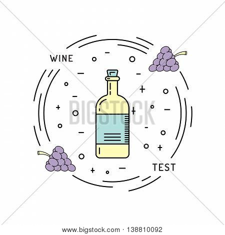 A bottle decanter made of glass vector flat outline for wine. Glass bottle for liquid wine.