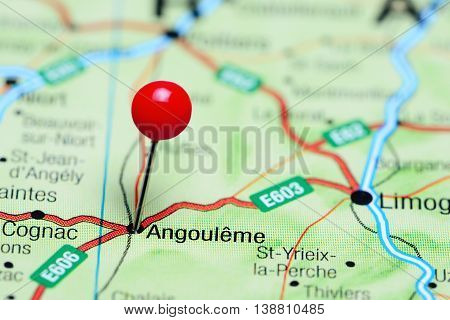 Angouleme pinned on a map of France